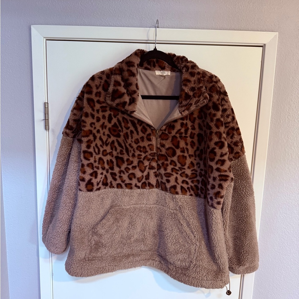 Leopard Print Sherpa Pullover